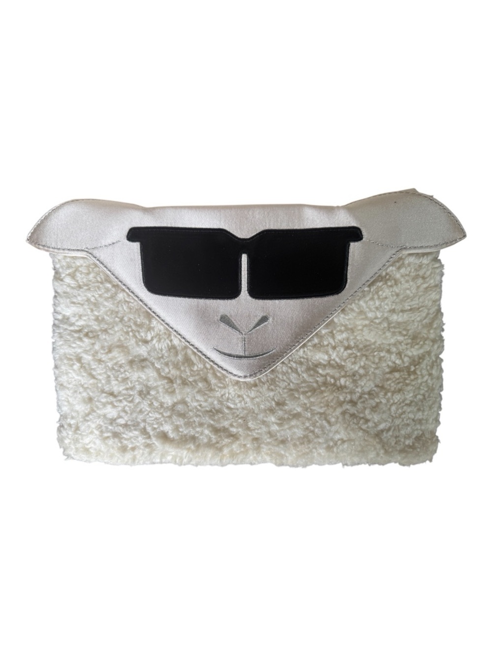 BCBGMAXAZRIA Sheep Envelope Clutch Bag – Ivory Faux Shearling Aries Pouch NWT